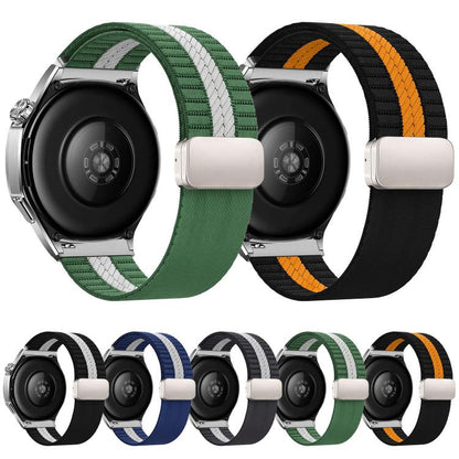Striped Magnetic Buckle Nylon Watch Band, 22mm