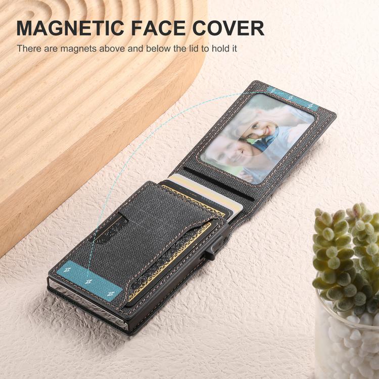 Suteni Denim Pattern Button Automatically Pops Out the Card Box