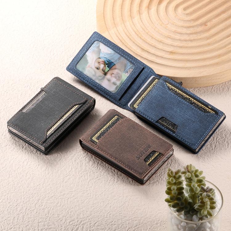 Suteni Denim Pattern Button Automatically Pops Out the Card Box