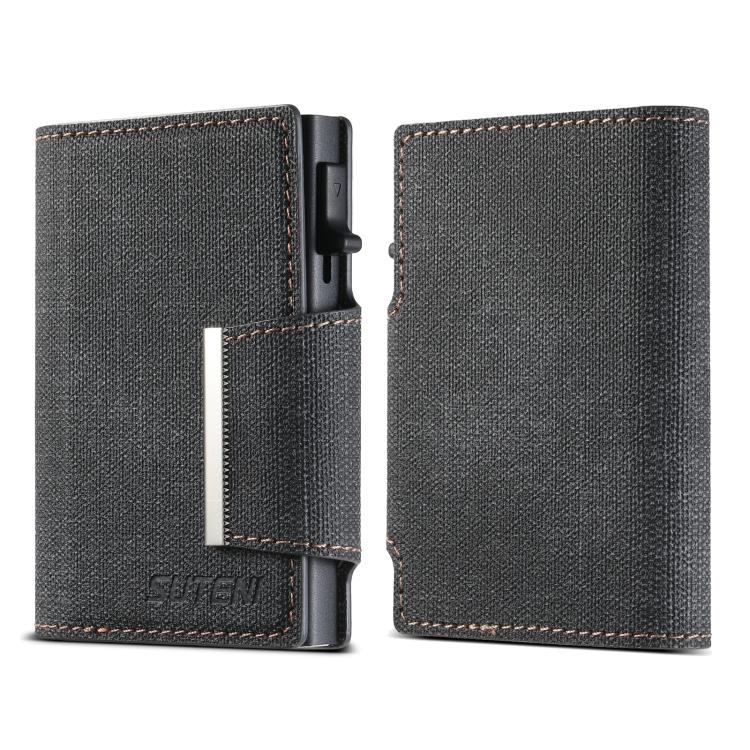 Suteni Denim Buckle Button Automatically Pops Out the Card Box