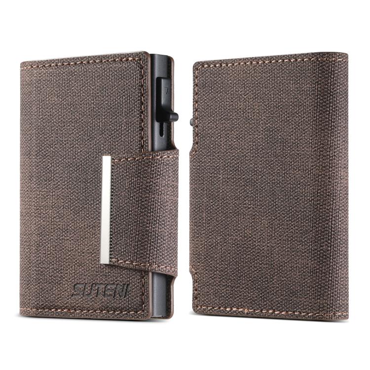 Suteni Denim Buckle Button Automatically Pops Out the Card Box