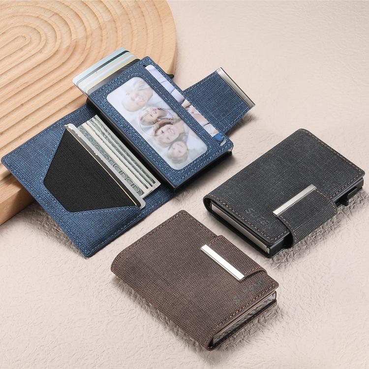 Suteni Denim Buckle Button Automatically Pops Out the Card Box
