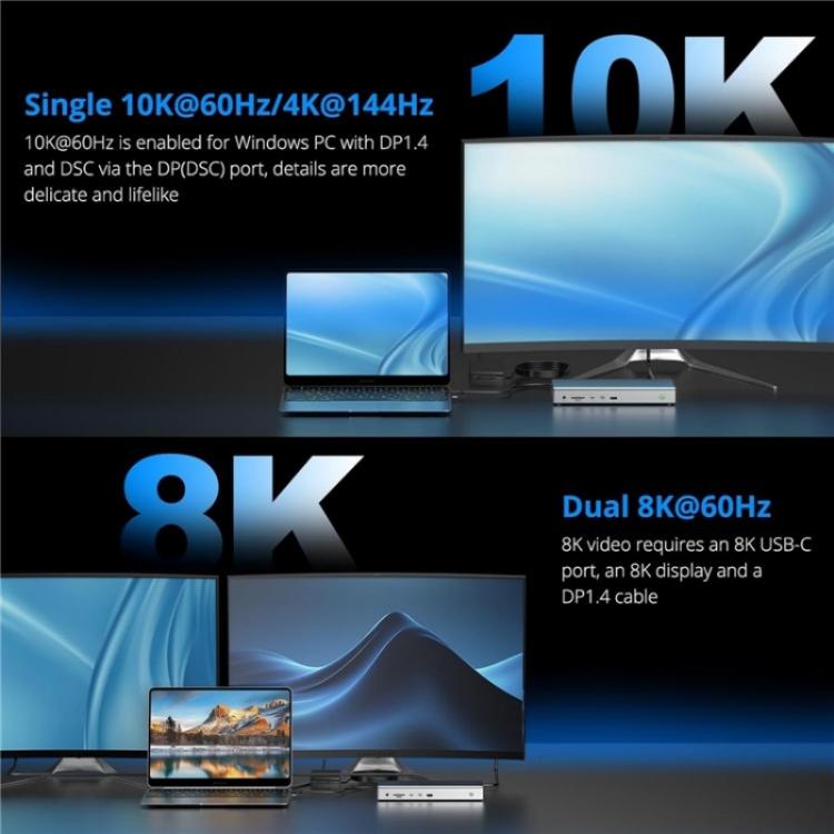 WAVLINK WL-UG75PD1-DH2 USB-C / Type-C Displaylink DL7400 Docking Station Support Quad Display, UG75PD1-DH2