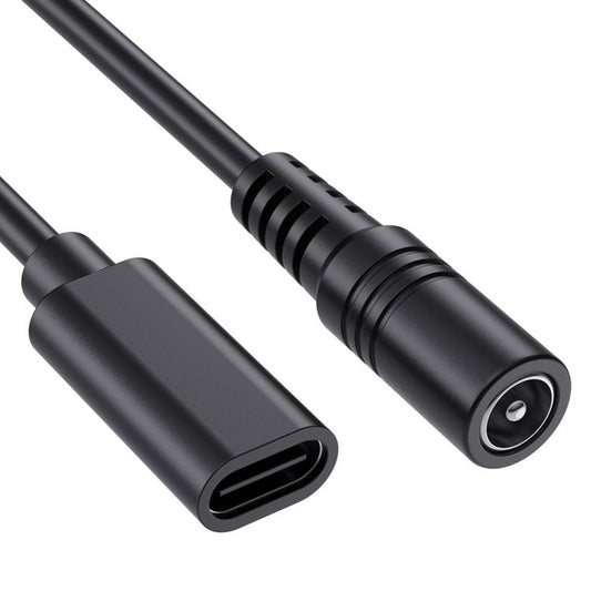 JUNSUNMAY 5V 3A DC 5.5mm x 2.1mm Female to Type-C Female Power Extension Charge Cord, Length:25cm, DC 5.5mm x 2.1mm Female to Type-C Female
