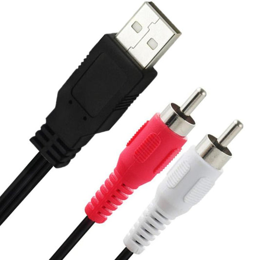 JUNSUNMAY 1.5m USB 2.0 Male to 2 RCA Male Video AV Converter Audio Splitter Cable, 1.5m USB M to 2 RCA