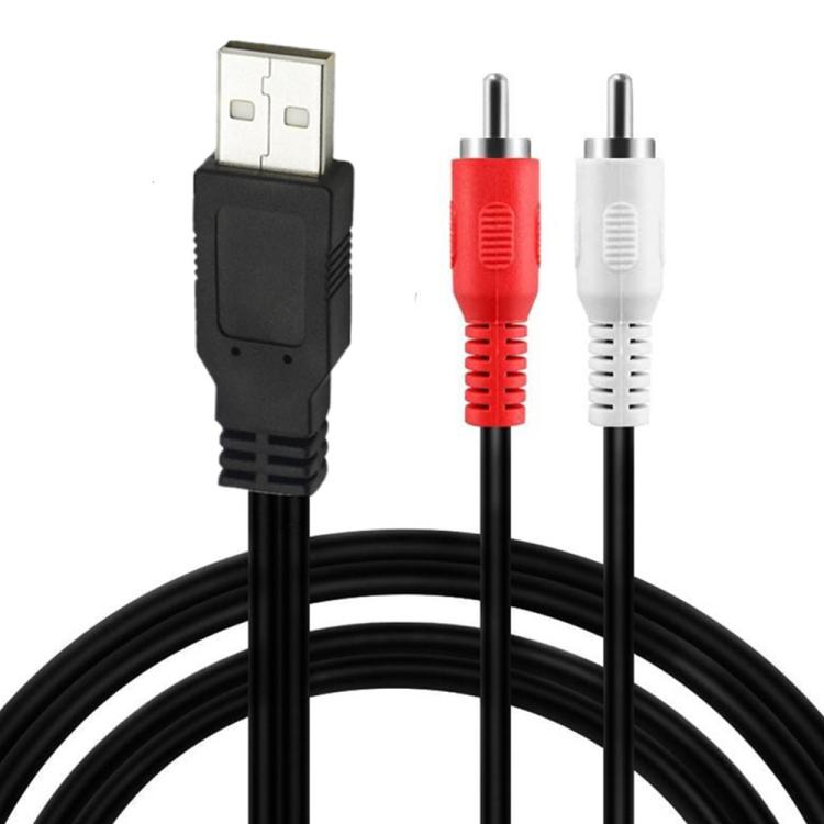 JUNSUNMAY 1.5m USB 2.0 Male to 2 RCA Male Video AV Converter Audio Splitter Cable, 1.5m USB M to 2 RCA