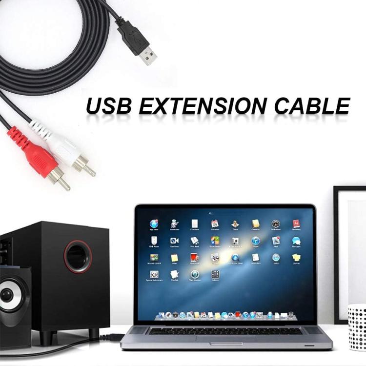JUNSUNMAY 1.5m USB 2.0 Male to 2 RCA Male Video AV Converter Audio Splitter Cable, 1.5m USB M to 2 RCA