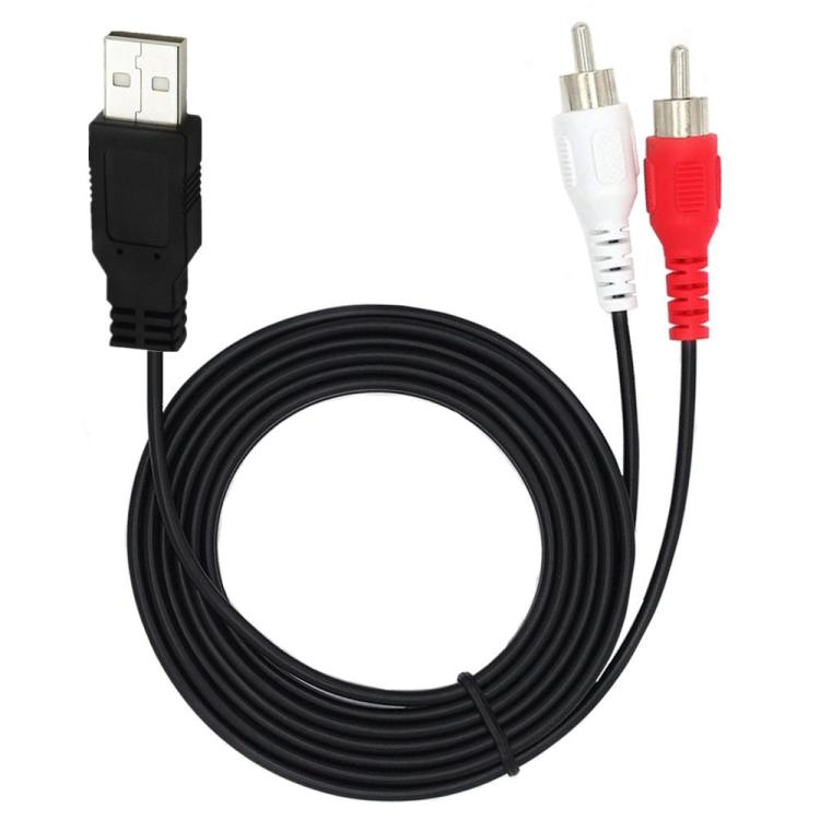 JUNSUNMAY 1.5m USB 2.0 Male to 2 RCA Male Video AV Converter Audio Splitter Cable, 1.5m USB M to 2 RCA