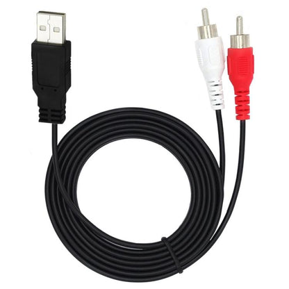 JUNSUNMAY 1.5m USB 2.0 Male to 2 RCA Male Video AV Converter Audio Splitter Cable, 1.5m USB M to 2 RCA