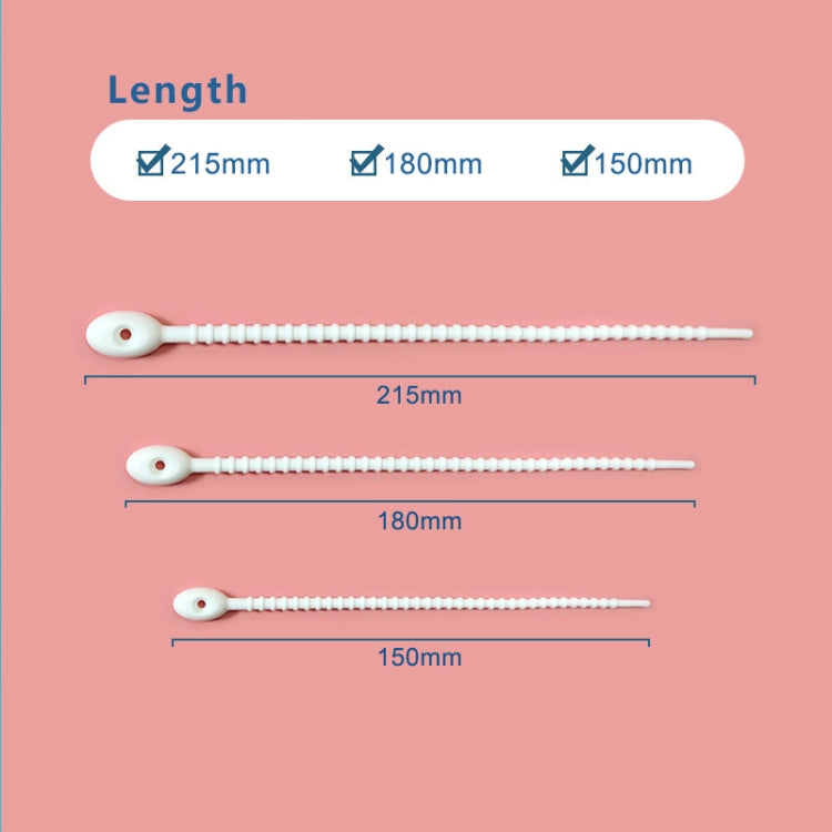 100pcs /Pack Silicone Ties Multi-Use Food Bag Clip Data Cable Winder Organizer, 15cm Black, 15cm White