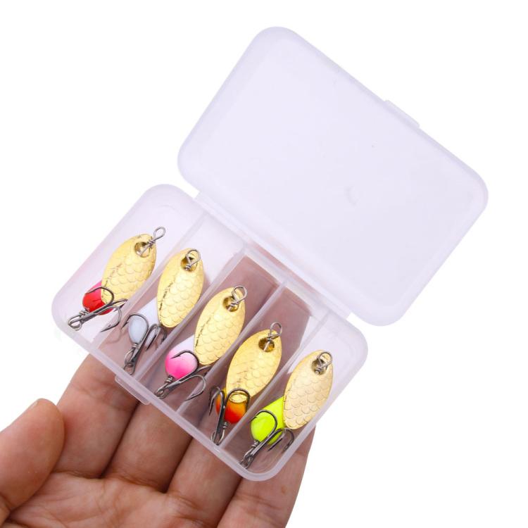 HENGJIA Single Hook Sequins Road Runner Bait Fishing False Lures, 5colors / Box