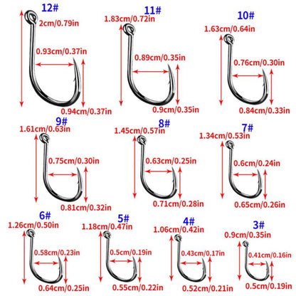 HENGJIA FH032 3-12# Outdoor Fishing Single Hook With Ring, 500pcs / Box