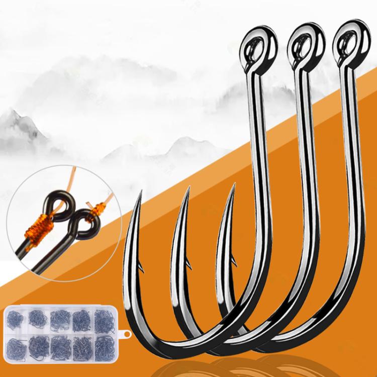 HENGJIA FH032 3-12# Outdoor Fishing Single Hook With Ring, 500pcs / Box