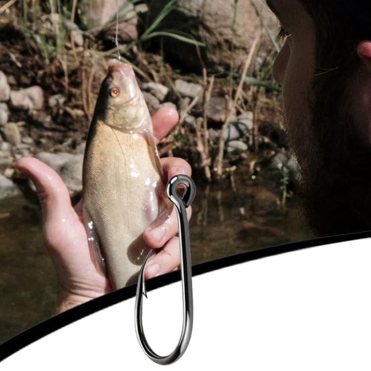 HENGJIA FH032 3-12# Outdoor Fishing Single Hook With Ring, 500pcs / Box