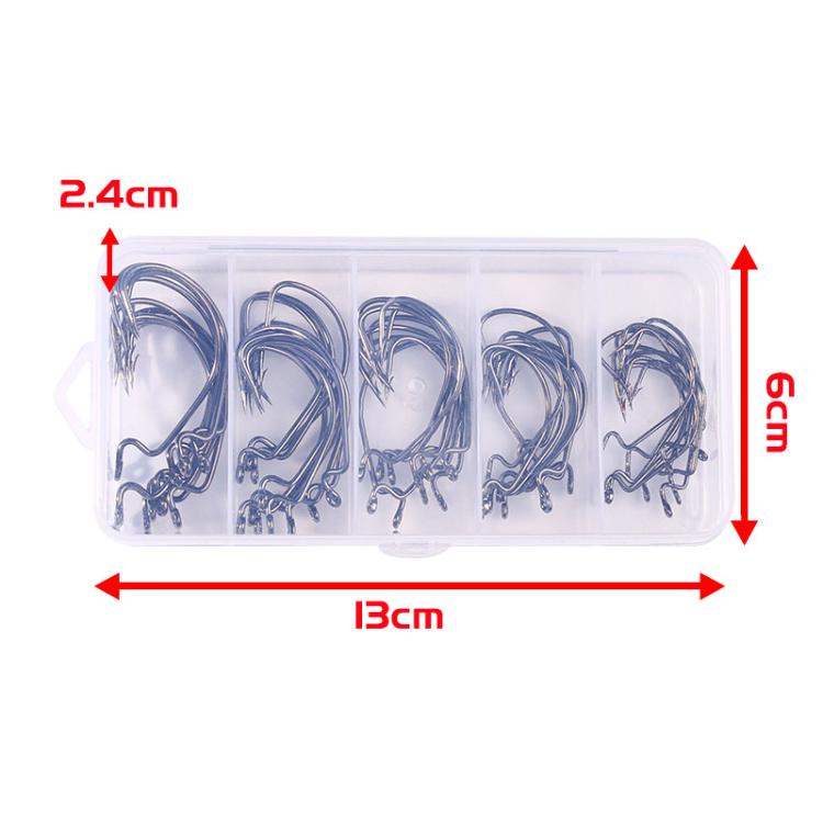 HENGJIA FH013 50pcs / Box Outdoor Fishing Cranked Stripers Hook Set, Black, Red