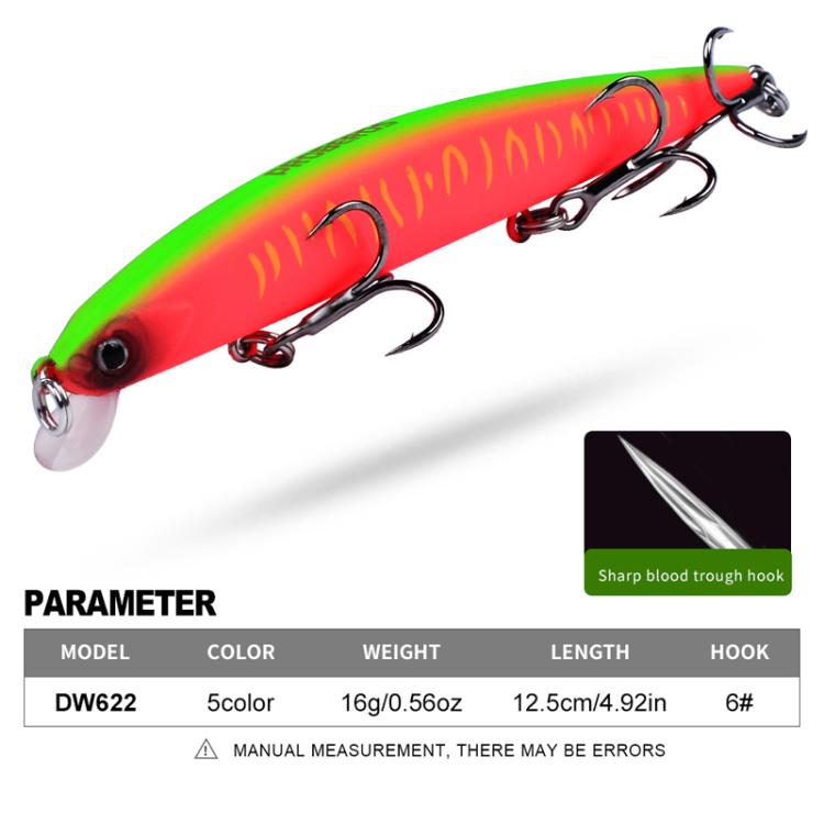 PROBEROS DW622 12.5cm-16g Submerged Minnow Lure All-Purpose Sea Fishing Plastic Bionic Hard Bait