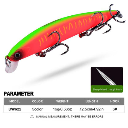 PROBEROS DW622 12.5cm-16g Submerged Minnow Lure All-Purpose Sea Fishing Plastic Bionic Hard Bait