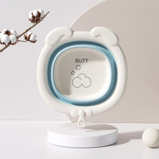 Children Silicone Folding Washbasin Portable Thickened Hangable Butt Washbasin For Babies, Blue-Bunny, Gray-Bunny, Green-Bunny, White Green-Monkey, White Orange-Monkey, White Gray-Monkey