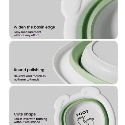 Children Silicone Folding Washbasin Portable Thickened Hangable Butt Washbasin For Babies, Blue-Bunny, Gray-Bunny, Green-Bunny, White Green-Monkey, White Orange-Monkey, White Gray-Monkey