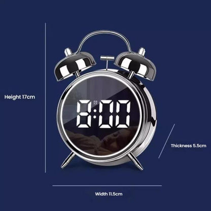 12/24H LED Screen Alarm Clock Loud Metal Clock With Night Light Plug-In Children Clock