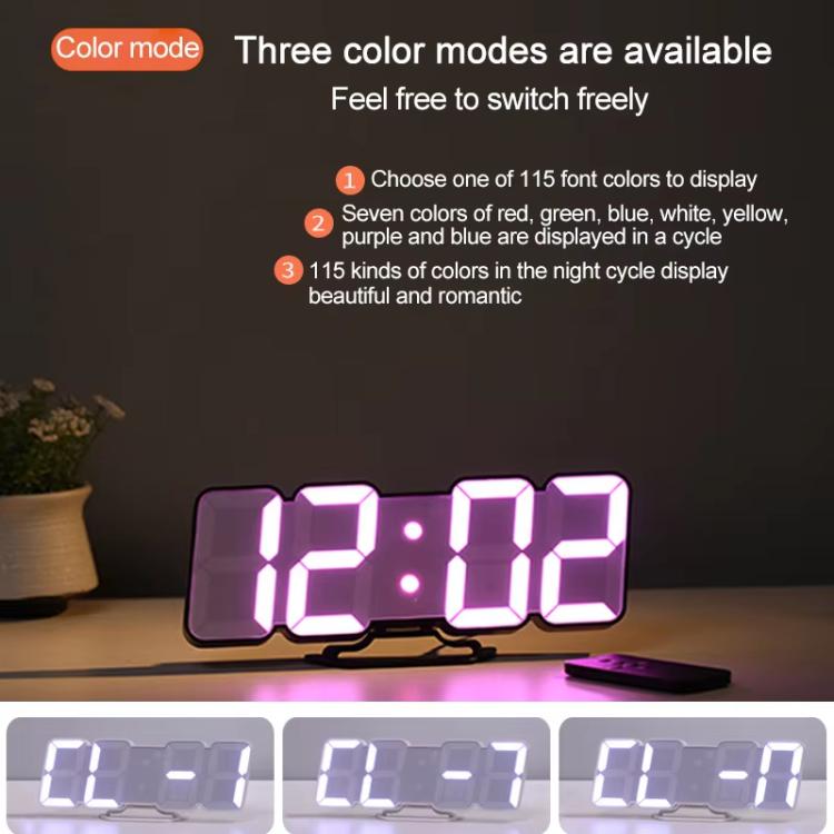 RGB Color Changing 3D Digital Clock With Voice Control, Adjustable Brightness, Temperature Display & Remote, Ordinary White, Ordinary Black, Upgraded Humidity White, Upgraded Humidity Black
