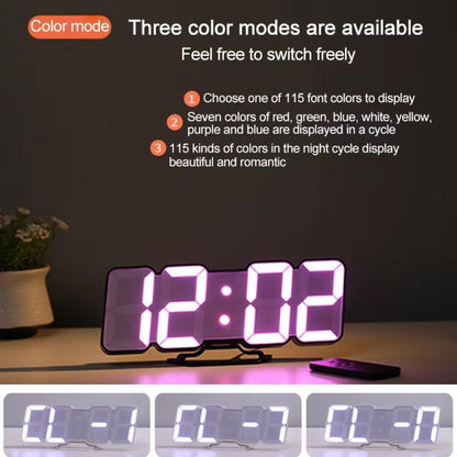 RGB Color Changing 3D Digital Clock With Voice Control, Adjustable Brightness, Temperature Display & Remote, Ordinary White, Ordinary Black, Upgraded Humidity White, Upgraded Humidity Black