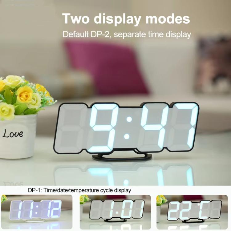 RGB Color Changing 3D Digital Clock With Voice Control, Adjustable Brightness, Temperature Display & Remote, Ordinary White, Ordinary Black, Upgraded Humidity White, Upgraded Humidity Black