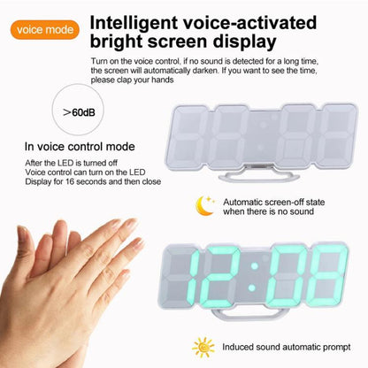 RGB Color Changing 3D Digital Clock With Voice Control, Adjustable Brightness, Temperature Display & Remote, Ordinary White, Ordinary Black, Upgraded Humidity White, Upgraded Humidity Black