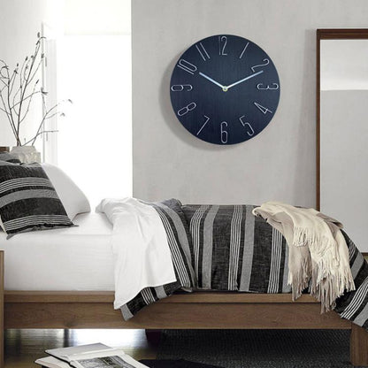 12 Inch Frameless Minimalist Wall Clock Silent Modern Quartz Clock for Living Room, Bedroom, Kitchen, White, Black, Wood Grain, Blue Gray, Gold Bronze, Retro Silver, Black Gold