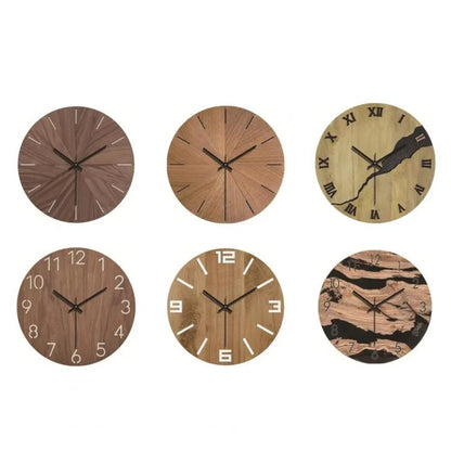 12-inch Imitation Wood Grain Texture Decorative Wall Clock Silent Quartz Clock Holiday Gift, HR-CMW01, HR-CMW03, HR-CMW05, HR-CMW07, HR-CMW10, HR-CMW11, HR-CMW13, HR-CMW14, HR-CMW15, HR-CMW16, HR-CMW18, HR-CMW19, HR-CMW20, HR-CMW21